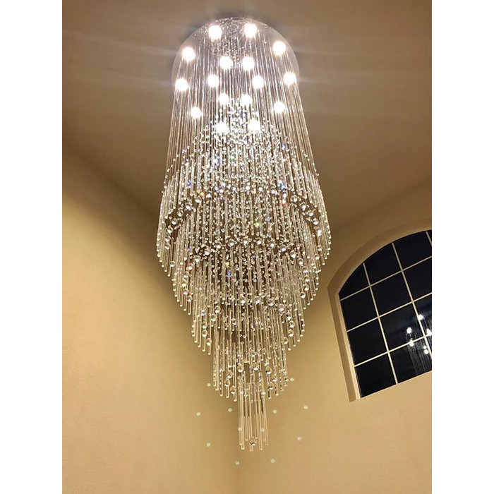 Rosdorf Park Crystal Raindrop Chandeliers Staircase Large Chandelier